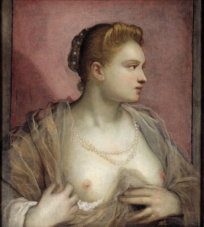Lady blottar sitt bröst av Domenico Robusti Tintoretto