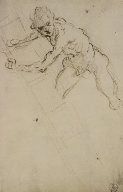 Studie av en figur för korsfästelsen (kol på papper) av Domenico Robusti Tintoretto