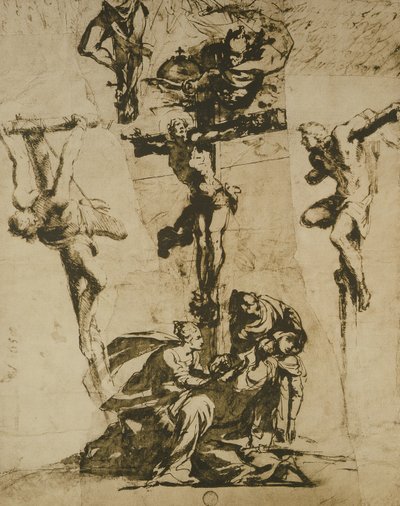 Studie av korsfästelsen och den svimande jungfrun av Domenico Robusti Tintoretto