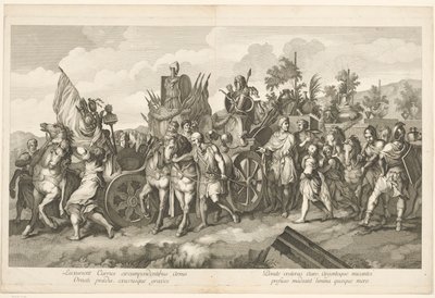 Militär procession med krigsbyte på vagn Alexander den stores triumf i Babylon (serietitel) av Domenico Rossetti