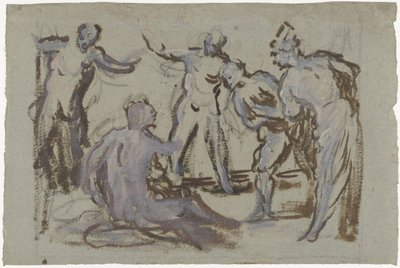 Job på dynghögen, omgiven av sina vänner av Domenico Tintoretto