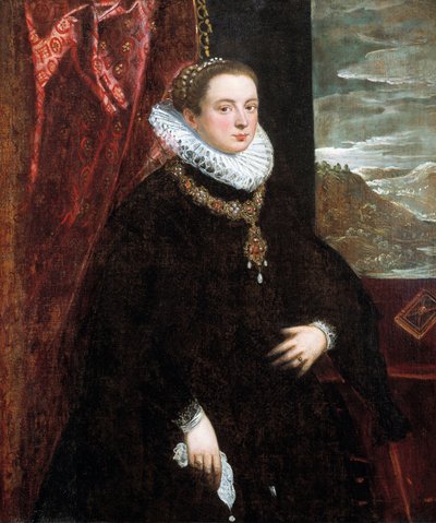 Porträtt av en dam i svart av Domenico Tintoretto