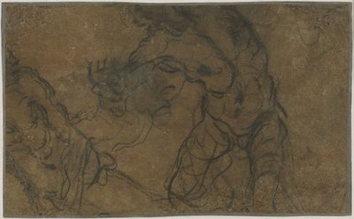 Två mansfigurer i rörelse (verso) av Domenico Tintoretto
