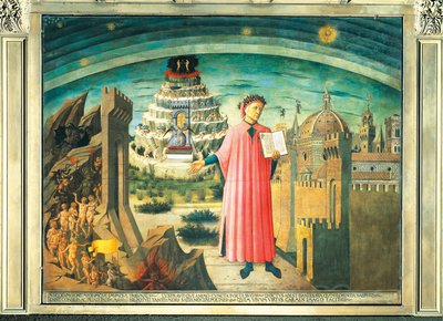 Dante och hans dikt "Den gudomliga komedin" av Domenico di Michelino