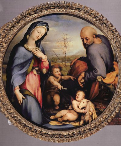 Den heliga familjen med spädbarnet Johannes döparen, c.1515 av Domenico di Pace Beccafumi  