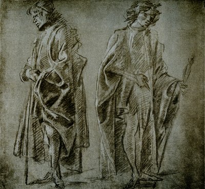 Draperistudier för två mansfigurer av Domenico school of Ghirlandaio