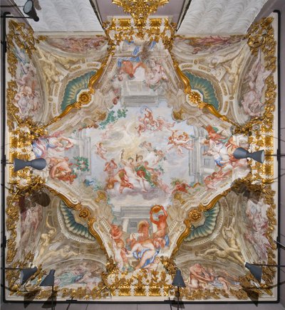 Tak med allegorin om hösten, Bacchus, Hall of Autumn av Domenico the Elder Piola