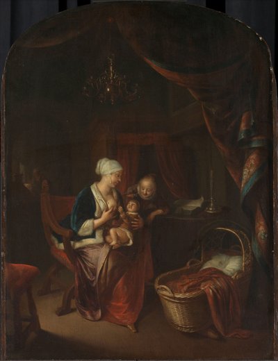 En mamma som ger sitt barn bröstet av Domenicus van Tol