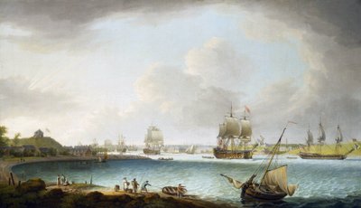 Brittiska Royal Navy örlogsfartygsskvadron i Plymouth, England. Olja på duk av Dominic Serres