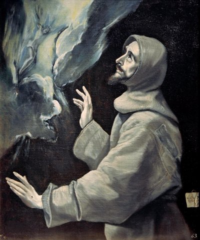 Saint Francis tar emot Stigmata, ca 1585-1590. av Dominico El Greco