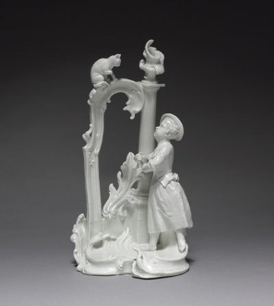 Figur av en flicka med katt, gjord av Nymphenburg Porslinsfabrik, ca 1770 (porslin) av Dominicus (attr. to) Auliczek