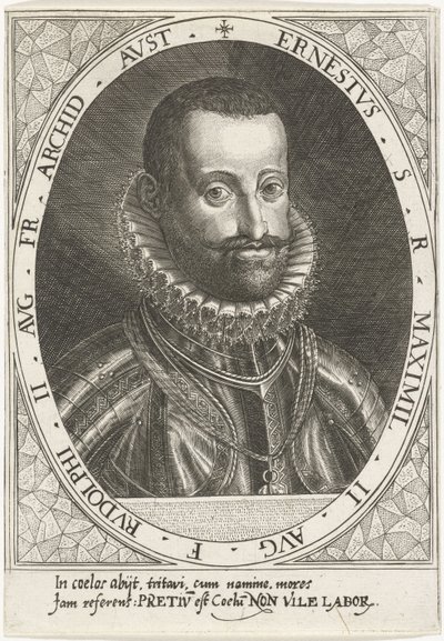 Porträtt av ärkehertig Ernest av Österrike 1553-1595, ca 1595-1597 av Dominicus or Custodis Custos