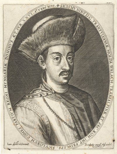 Sigismund Bathory 1572-1613, prins av Transsylvanien. Från Atrium heroicum, Augsburg 1600-1602, 160 av Dominicus or Custodis Custos