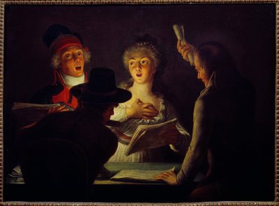 Franska revolutionen: ""The Patriotic Singers"" Målning av Dominique Doncre (1743-1820) 1794 Sön. 0,45 x 0,61 m Paris, Carnavalet Museum av Dominique Doncre