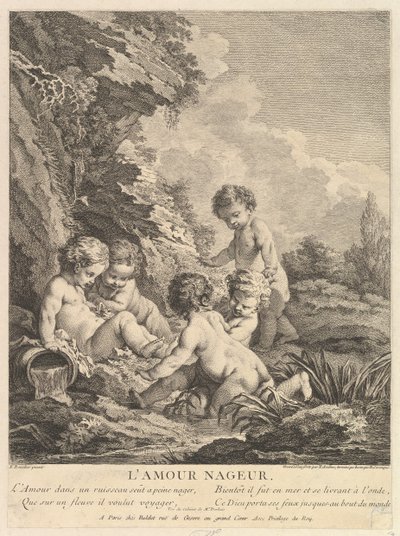 Barnsimning, ca. 1741 av Dominique Sornique