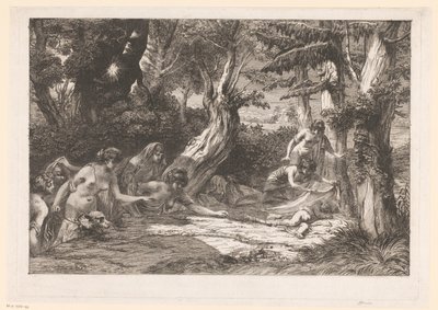 Diana och hennes nymfer hittar den sovande Amoren i skogen av Dominique Vivant Denon (baron)