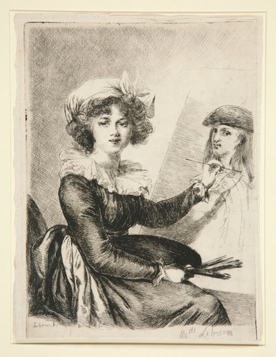 Louise-Elisabeth Vig?e-Lebrun, (Mlle Lebrun) efter, och omvänt till, självporträttet 1790 i Uffizzi av Dominique Vivant Denon