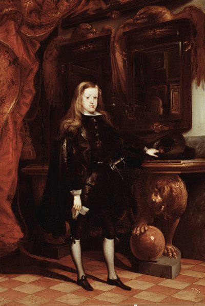 Porträtt av Karl II av Spanien (olja på duk, ca 1675) av Don Juan Carreno de Miranda