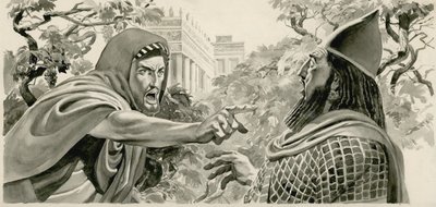 Elijah fördömer kung Ahab av Don Lawrence