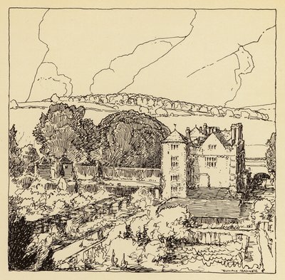 Cranborne herrgård (litho) av Donald (after) Maxwell