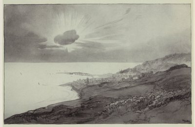 Lyme Regis från Charmouth Hills (litografi) av Donald (after) Maxwell