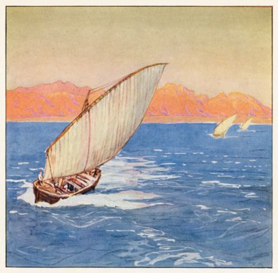 Rudyard Kipling: The Junk and the Dhow (färglitografi) av Donald (after) Maxwell