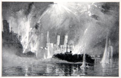 Motor lanserar räddande besättningar från Blockships vid Zeebrugge, illustration från 
