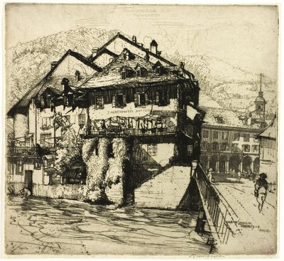Hus på Aare, Schweiz av Donald Shaw MacLaughlan
