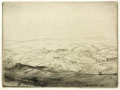 Skiss från San Gimignanos murar av Donald Shaw MacLaughlan