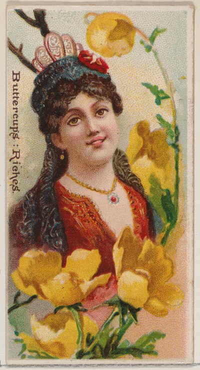 Buttercups: Riches, från serien Floral Beauties and Language of Flowers N75 för Duke..., 1892. av Donaldson Brothers