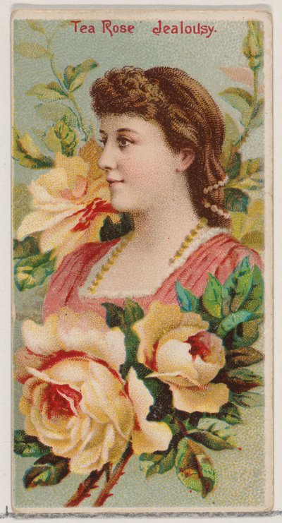 Tea Rose: Jealousy, från serien Floral Beauties and Language of Flowers N75 för Duke..., 1892. av Donaldson Brothers