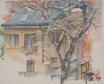 Busshållplats, 2011 (akvarell på papper) av Donatella Merlo