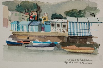 Stugor i Rapallo, ca 1979 (akvarell på papper) av Donatella Merlo
