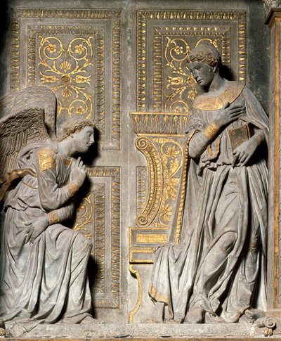Annunciation Högrelief av Donato de Bardi dit Donatello (ca 1386-1466) 1435 Santa Croce-kyrkan. Florens av Donatello