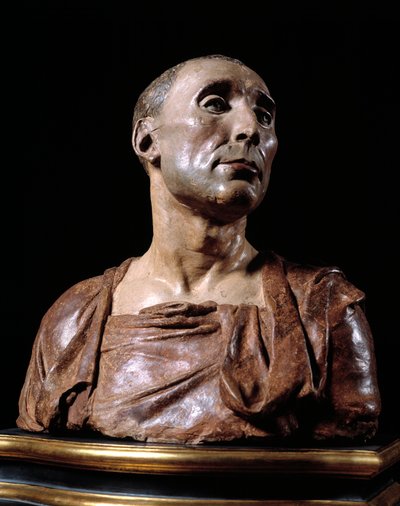 Bystporträtt av condottieren Niccolo da Uzzano (1359-1431) "" Terrakottaskulptur av Donato de 