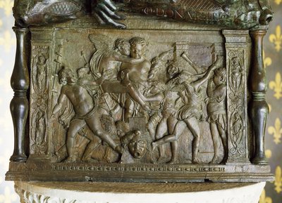 Putti Bacchanal, låg relief på basen av "Judith och Holofernes", Sala de Gigli, 1460 (brons) av Donatello
