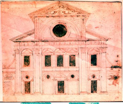 Design för fasaden på en kyrka av Donato Bramante