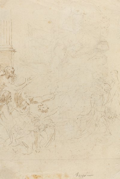 Sju figurer som bevittnar en uppstigning [verso] av Donato Creti