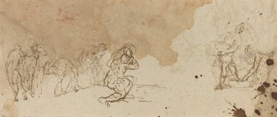 Studier av figurer för en tillbedjan av magi [verso] av Donato Creti