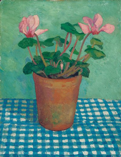 Cyclamen i en kruka (olja ombord) av Dora Carrington