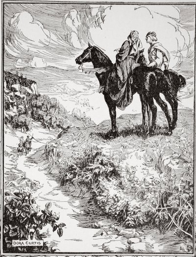 "Som de väntar på den lilla skogskullen", 1905. av Dora Curtis