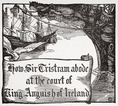 "Hur Tristram vistades vid hovet till kung Anguish of Ireland", 1905. av Dora Curtis
