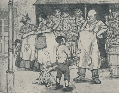 Marknadsföring i Suburbia, 1920 av Doris Davis
