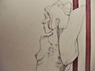 Skiss av en kontemplativ kvinna av Doris Schmitz