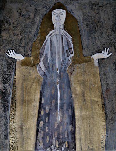 Kontemplativ gyllene figur av Doris Schmitz