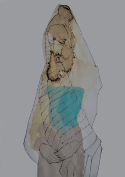 En kontemplativ, beslöjad figur av Doris Schmitz