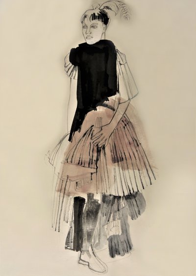 Modeillustration inom haute couture av Doris Schmitz