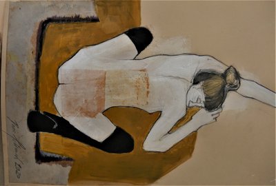 Guldbelagd liggande nakenfigur av Doris Schmitz