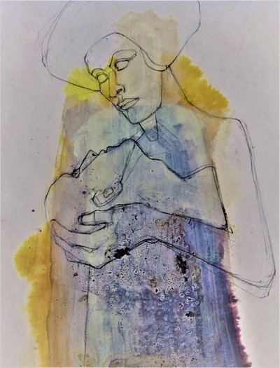 Mor och barn i en omfamning av Doris Schmitz