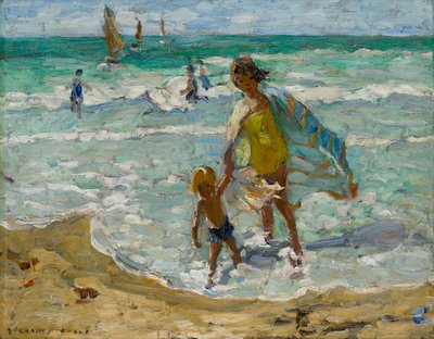 En blåsig dag vid havet (olja på duk) av Dorothea Sharp